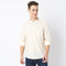 Camper™ Shirt - Cotton Self Structure - Band Collar Regular Fit Shirt