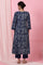 Indigo Handblock Print Flared Cotton Kurta