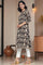 Black Printed Pure Cotton Flared Kurta