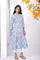 Blue Block Print Sequined Flared Cotton Kurta