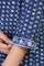 Blue Geometric Dabu Printed Mirror Work A-Line Cotton Kurta