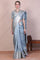 Blue Embellished Silk Jacquard Saree with Unstitched Blouse