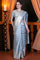 Blue Embellished Silk Jacquard Saree with Unstitched Blouse