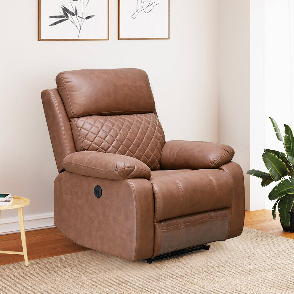 Leather recliner 2024 sofa single