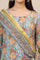 Blue Handblock Printed Kurta, Straight Pants and Dupatta Set