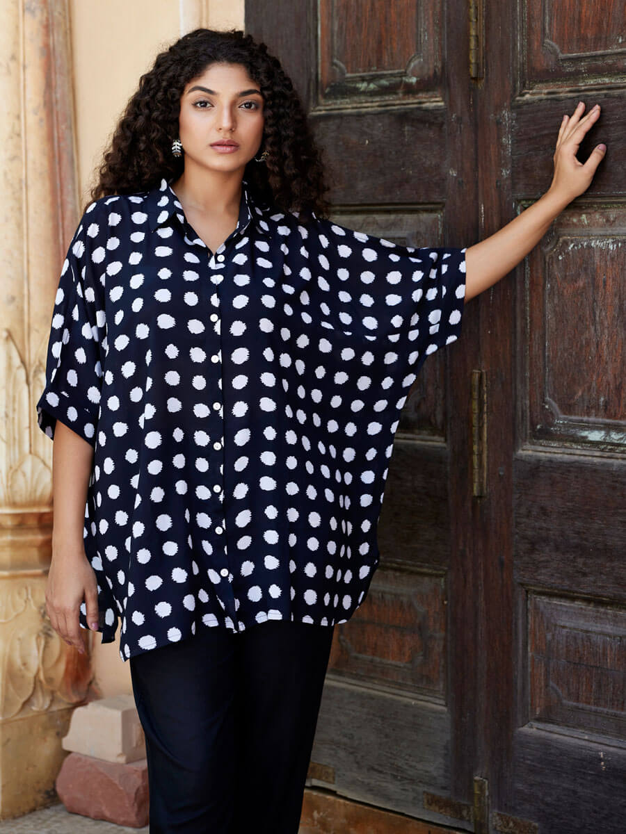 Fanaa Hand Printed Oversized Modal Shirt