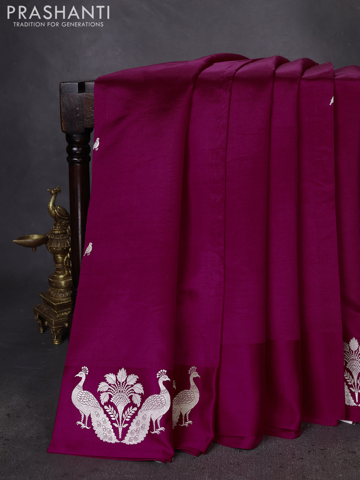 Banarasi poona silk saree pink with zari woven buttas and zari woven butta border