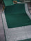 Banarasi crush crepe saree dark green with plain body and silver zari woven border