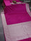 Banarasi crush crepe saree pink with plain body and zari woven border