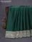 Banarasi crush crepe saree dark green with plain body and zari woven border