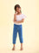 Girls Solid Light Jean Blue 3/4th Leggings