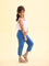 Girls Solid Light Jean Blue 3/4th Leggings