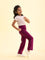 Girls Solid Plum Mid Rise Track Pants