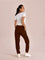 Dark Brown Cotton Stretch Casual Joggers