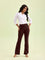 Dark Wine Cotton Stretch Flared Pant