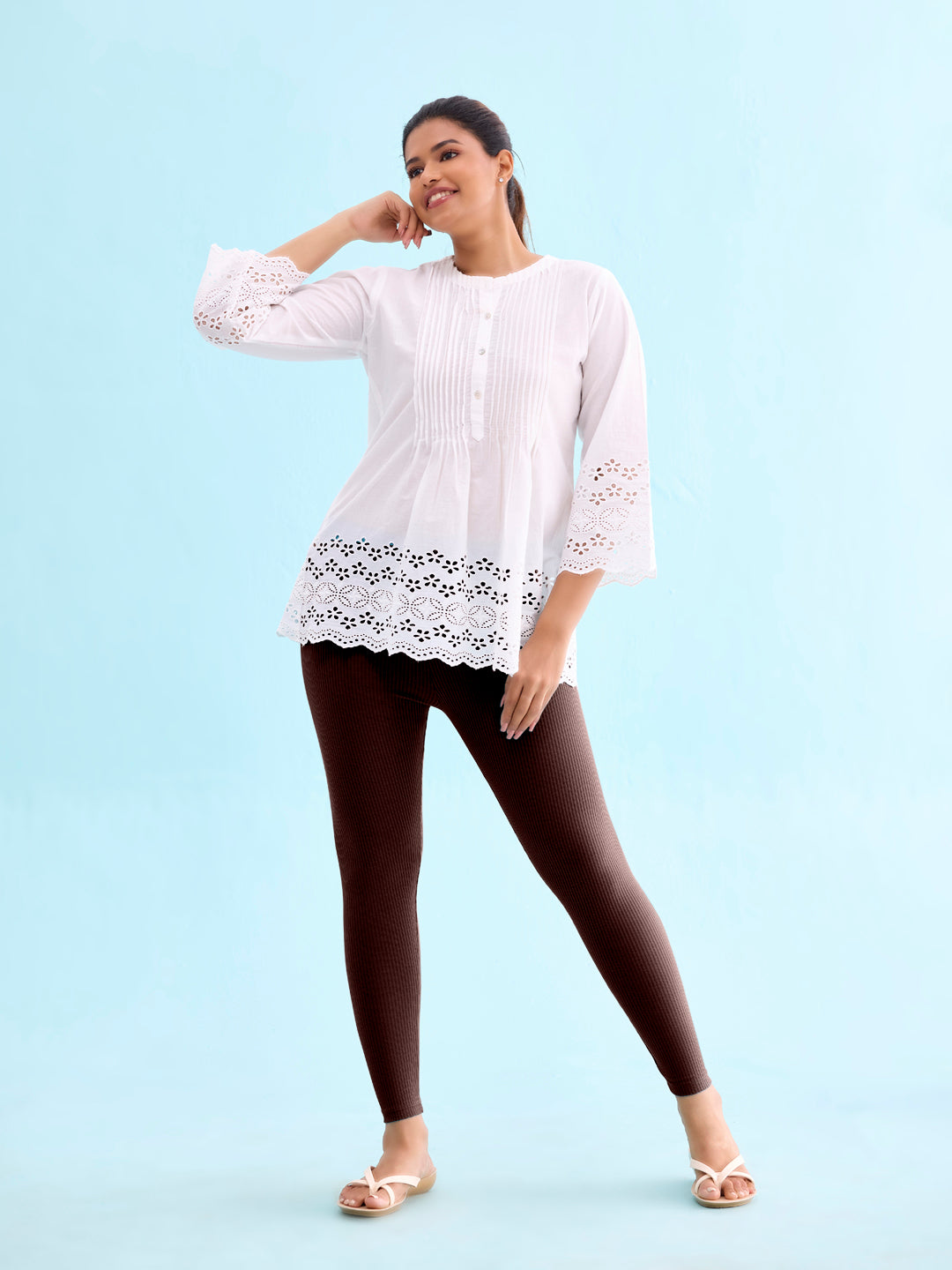 Dark Wine Drop Needle Fabric Rib Leggings