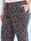 Black Cotton Knit Printed Lounge Pants
