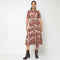 Camp Collar Tiered Floral Dress with Belt