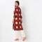 Band Neck Knee Length Three-Fourth Sleeve Printed Straight Fit Kurta