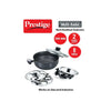 Prestige Hard Anodised Induction Base Multi-Kadai with Glass Lid (Dhokla Plate, Patra Plate, Idli Plates), 22cm (Black)