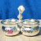 German Silver Chopala Haldi Kumkum Holder 2 Bowls Attached (Pack of 2 Pcs)