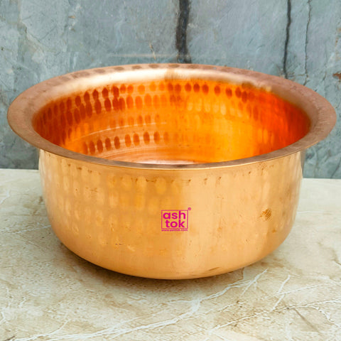 Copper Patila Tope, Copper Cooking Utensils with Hammered Design