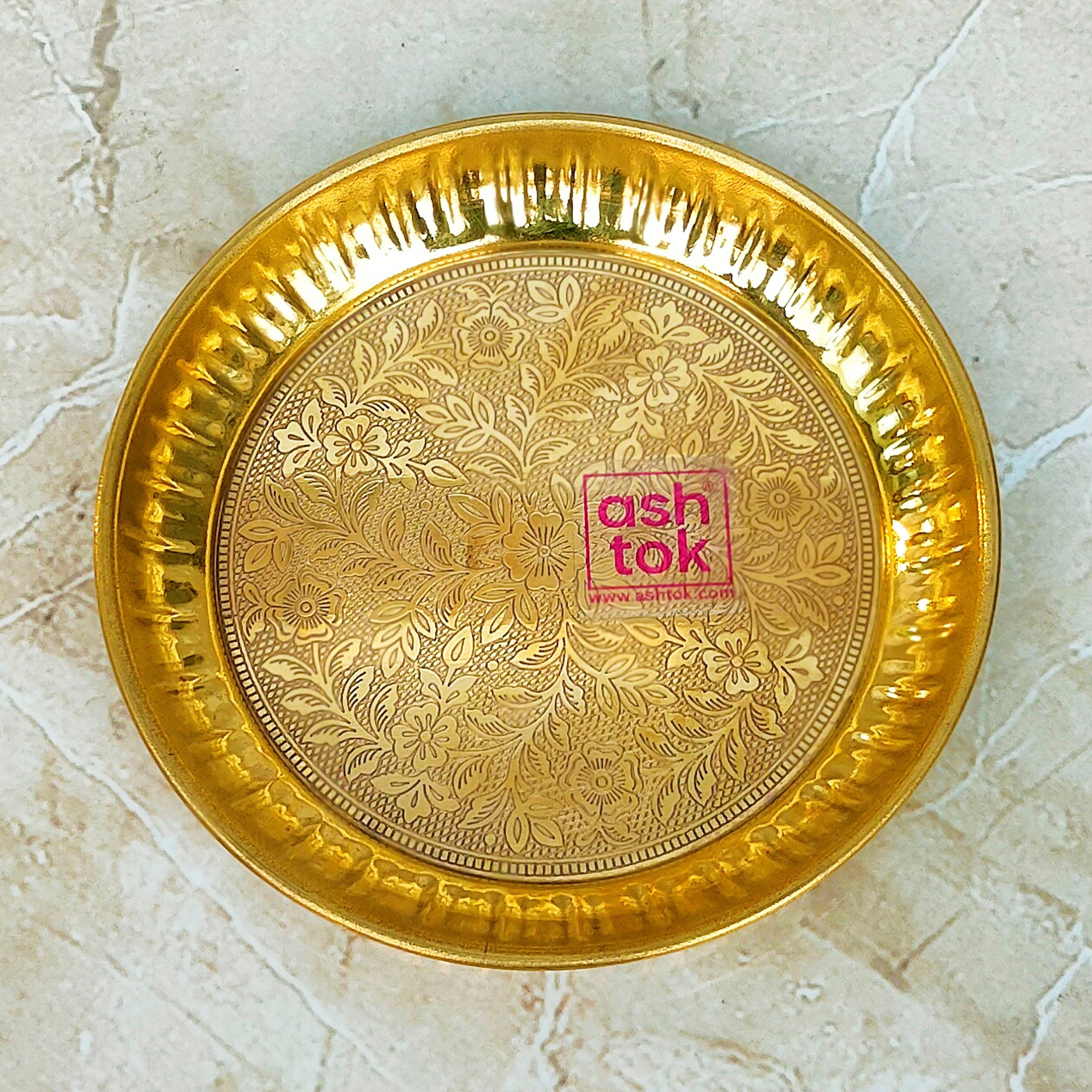 Handcrafted Brass Puja Plate, Brass Pooja Thali Plate, Mandir Plate (Dia 7 Inches)