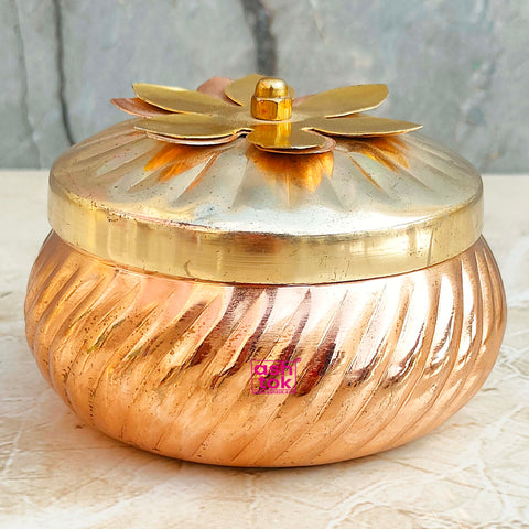 Copper Coloured Metal Dry Fruit Box, Wedding Return Gift Item,