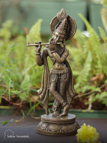 Brass Krishna Sculpture