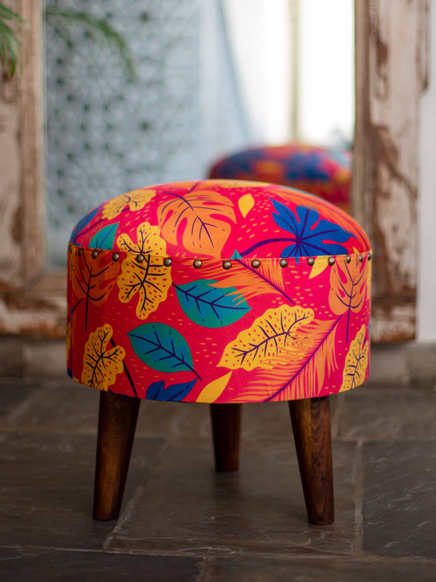 Autumn Wonder Solid Wood Ottoman