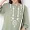 Band Neck Three-Fourth Sleeve Straight Fit Embroidered Tunic