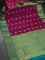 Pure kanjivaram silk saree magenta pink and green with zari woven buttas and zari woven korvai border