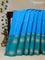 Pure soft silk saree light blue and dual shade of green with allover silver zari weaves and long silver zari woven rettapet border