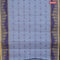 Bengal cotton saree bluish grey and blue with allover thread weaves and thread woven border without blouse