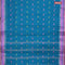 Bengal cotton saree teal blue and pink with thread woven buttas and thread woven border without blouse