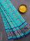 Bengal cotton saree teal blue and blue with thread woven buttas and thread woven border without blouse