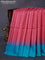 Pure soft silk saree dark pink and dual shade of teal bluish green with silver & copper zari weaves and simple border