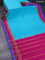 Pure mysore silk saree teal blue and magenta pink blue with plain body and zari woven border