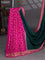 Banarasi crepe partly saree green and pink with woven buttas and woven border