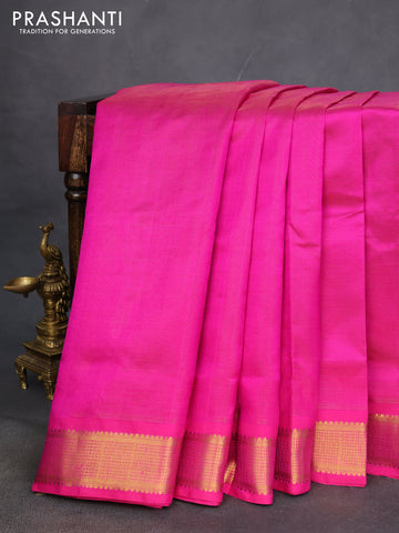 10 yards silk cotton saree pink with allover vairaosi pattern and zari woven border