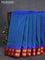 10 yards silk saree dual shade of cs blue and maroon with plain body and temple design zari woven border