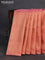 Banarasi semi crepe saree peach pink with allover zari woven brocade weaves and lace work border