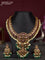 Antique guttapusalu necklace floral design with kemp & cz stones and pearl & green beads hangings