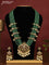 Beaded multilayer mint green necklace peacock design with kemp,cz stones and pearl hangings