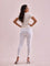 Women Solid Cream Ribbed Leggings