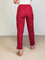 Women Solid Maroon Cotton Pencil Pant