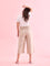 Women Solid Light Beige Linen Mid Rise Culottes