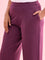 Women Solid Dark Wine Ponte Wide Leg Pants