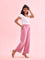 Women Solid Rusty Pink Ponte Wide Leg Pants