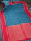 Pure soft silk saree deep purple teal blue and pink with paalum pazhamum checked pattern and rettapet zari woven border